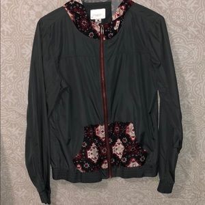 Gray Windbreaker with Flower Designs